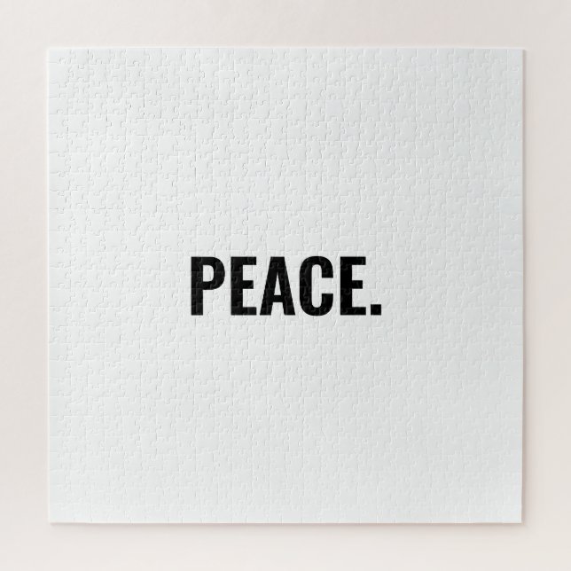 Peace white and black text minimalist anti war jigsaw puzzle (Vertical)