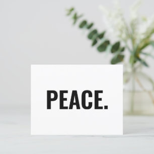 Peace white and black text minimalist anti war postcard