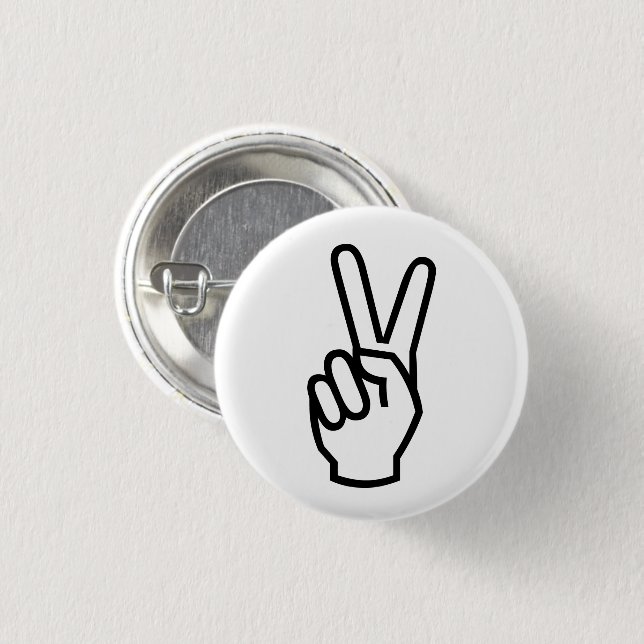 Peace white black hand sign modern graphic 1 inch round button (Front & Back)