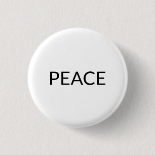 Peace white black simple minimalist modern elegant 1 inch round button