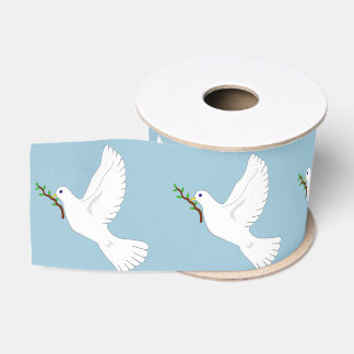Peace White Dove with Olive Branch Gift Ribbon Grosgrain Ribbon