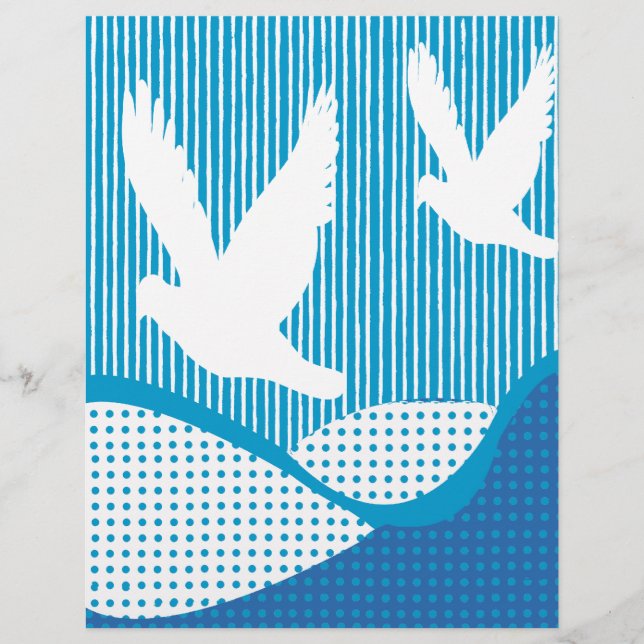 Peace White Doves Artsy  Peace Scrapbook Paper (Front)