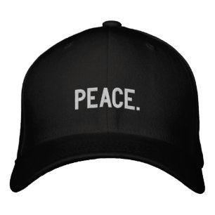 Peace white minimalist modern custom text embroidered hat