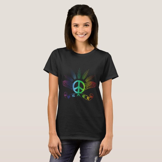 Peace Wings Rainbow T-Shirt (Front Full)
