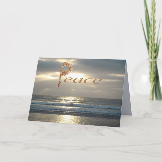 Peace Wishes Calm Evening Ocean Photo Condolence Card (Front)