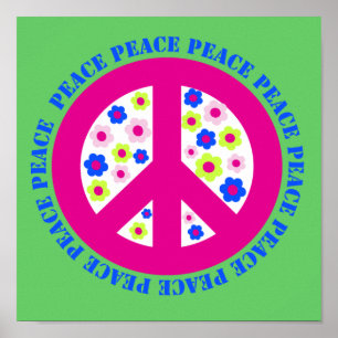 PEACE WITH FLOWERS POSTER