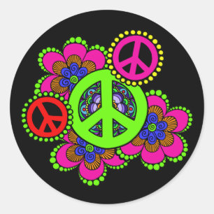 Peace With Flowers Sticker