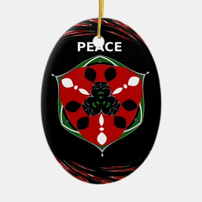 "Peace: with Shield Emblem" Art Print Ceramic Ornament (Front)
