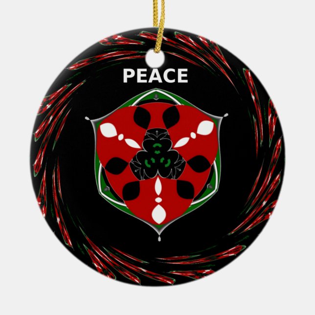 "Peace: with Shield Emblem" Art Print Ceramic Ornament (Front)