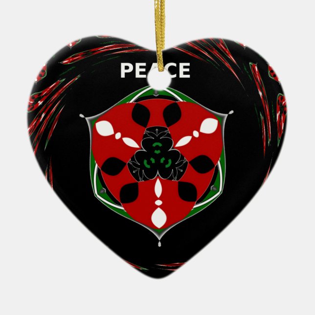 "Peace: with Shield Emblem" Art Print Ceramic Ornament (Front)