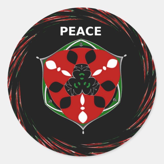 "Peace: with Shield Emblem" Art Print Classic Round Sticker (Front)