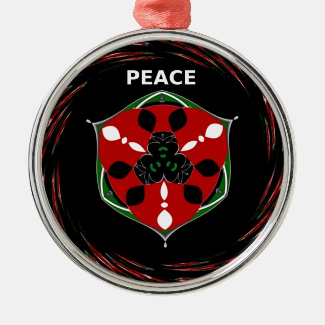 "Peace: with Shield Emblem" Art Print Metal Ornament (Front)