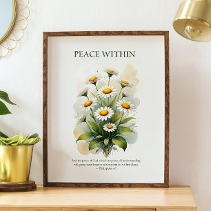 Peace within, floral daisy Christian wall art