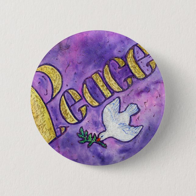 Peace Word Art Button Pin Pendant (Round) (Front)
