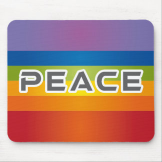 Peace Word Letters - Flag on Rainbow Background Mouse Pad