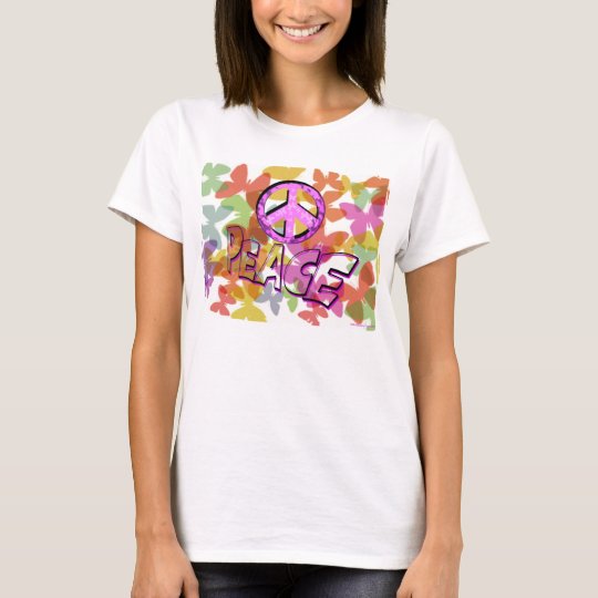 Peace Word Symbol and Butterflies T-Shirt