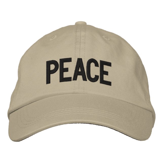 Peace Word Text Typography in Colours 2 Styles Embroidered Hat (Front)