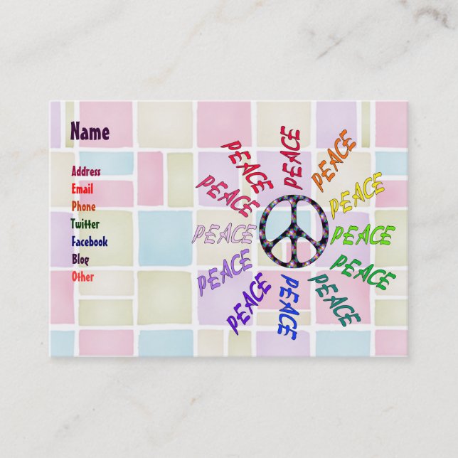 Peace Words Circle Business Card (Front)