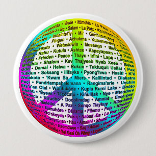 Peace World Language 4 Inch Round Button