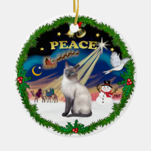 Peace Wreath - Blue Point Siamese Ceramic Ornament