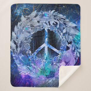 Peace Wreath Blues S&M Sherpa Blanket
