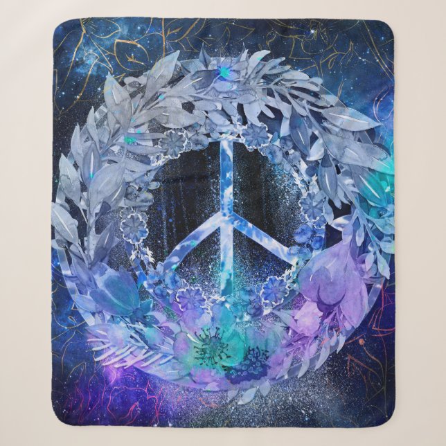 Peace Wreath Blues S&M Sherpa Blanket (Front)