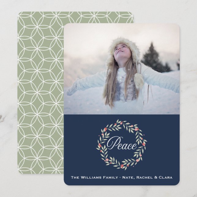 Peace Wreath | Custom Photo Holiday Greeting (Front/Back)