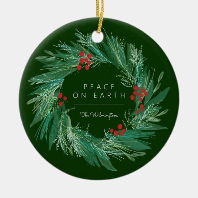 Peace Wreath Noël Ornement en céramique de Noël (Devant)