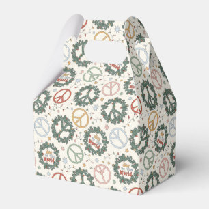 Peace Wreaths and Joy to the World Pattern Favor Box