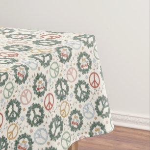 Peace Wreaths and Joy to the World Pattern Tablecloth