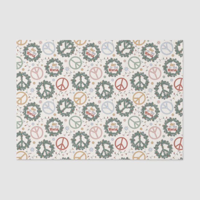 Peace Wreaths and Joy to the World Pattern Tissue Paper (Front)
