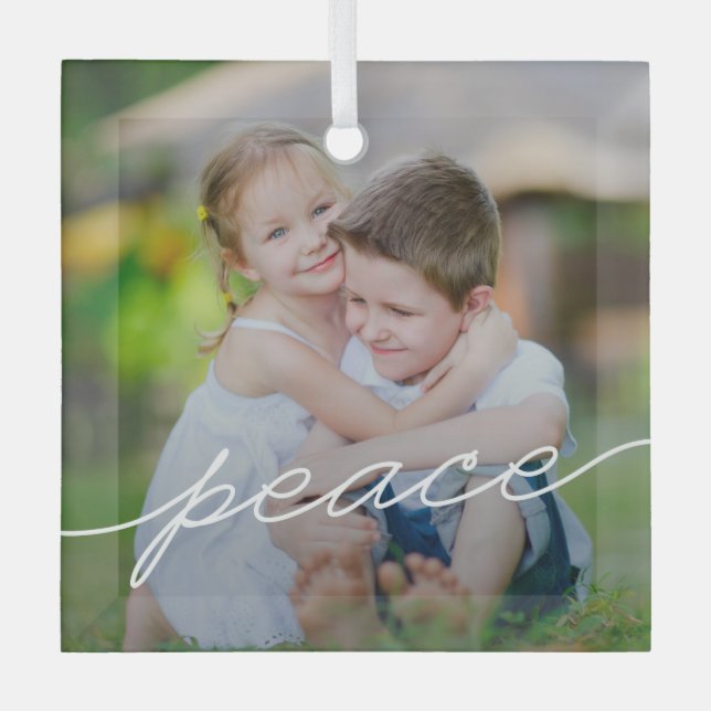 PEACE Writing Custom Photo Ornaments (Front)