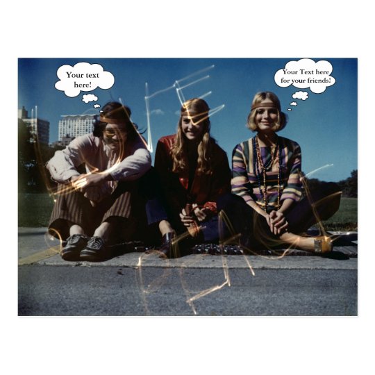 Peace Young Hippies Free Love Vintage Custom Text Postcard