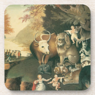 Peaceable Kingdom by Edward Hicks Vintage Folk Art Coaster