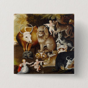 Peaceable Kingdom, c.1834 (oil on canvas) 2 Inch Square Button