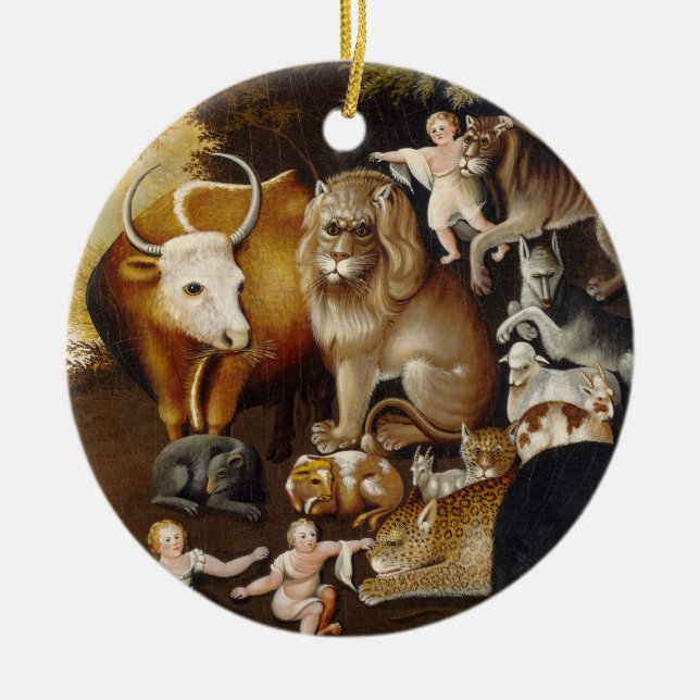 Peaceable Kingdom, c.1834 (oil on canvas) Ceramic Ornament (Front)