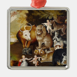 Peaceable Kingdom, c.1834 (oil on canvas) Metal Ornament