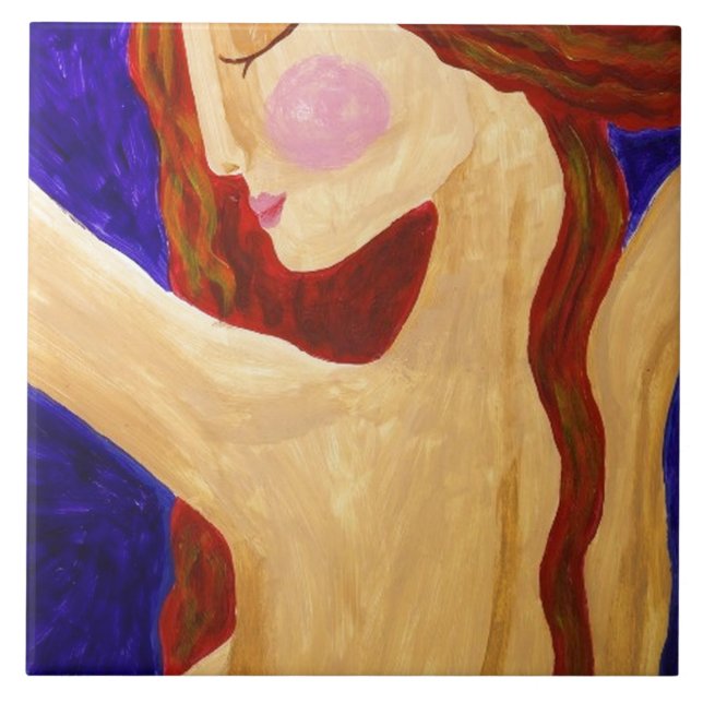 Peaceful Abstract Portrait of a Woman Tile (Front)