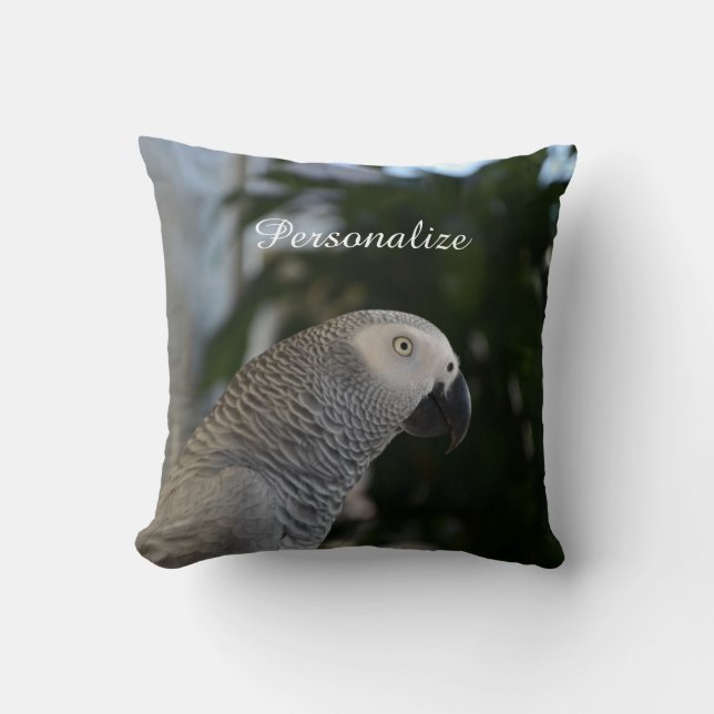 Peaceful African Grey Throw Pillow (Front)