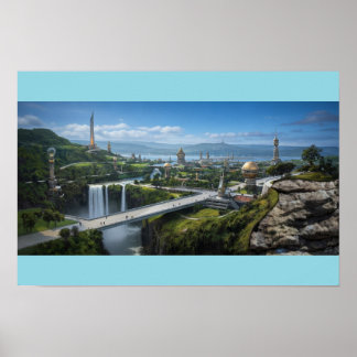 Peaceful Alien city Poster