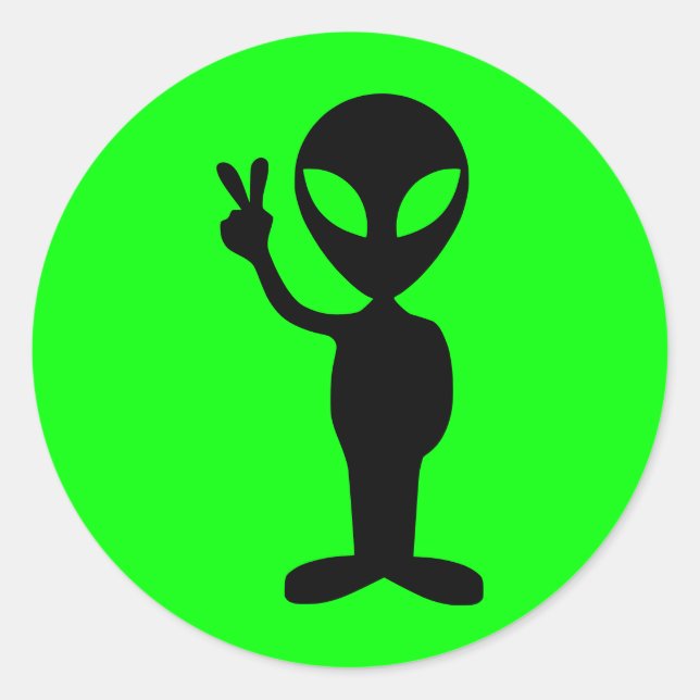 Peaceful Alien Classic Round Sticker (Front)