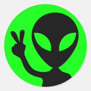 Peaceful Alien Classic Round Sticker