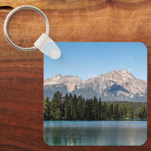 Peaceful Alpine Reflection, Pyramid Mountain Keychain