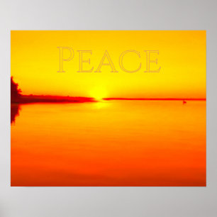 Peaceful Amber Sunset over Water Poster