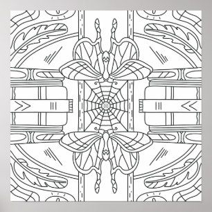 Peaceful Autumn: Moth in the Library Colouring Poster