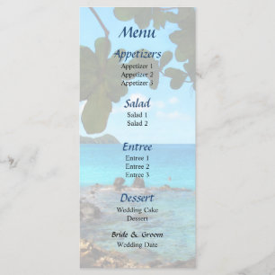 Peaceful Beach St. Thomas  Wedding Menu