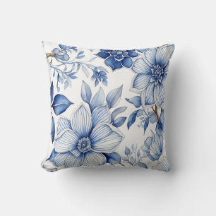Peaceful Blooms: Soothing Abstract Floral Art Throw Pillow
