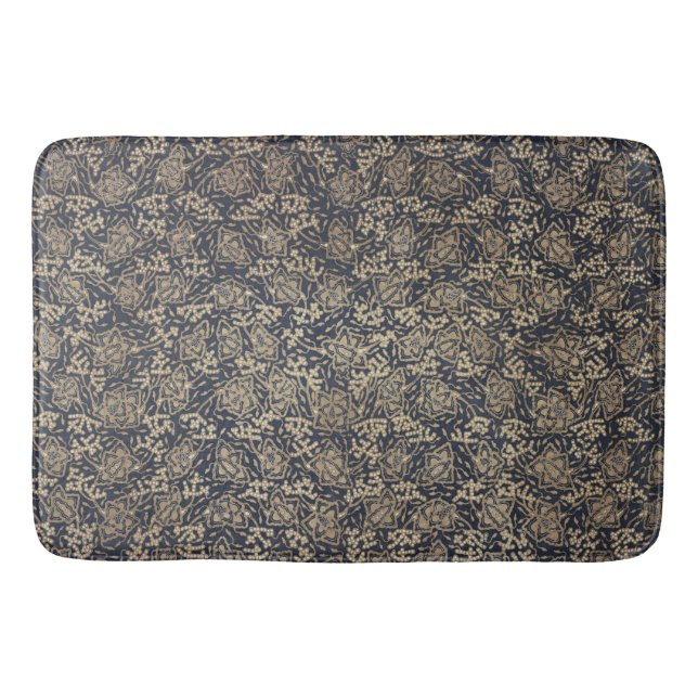 Peaceful Blue & Cream Batik Bath Mat (Front)