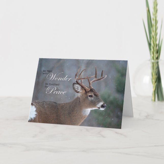 Peaceful Buck Holiday Card (Front)