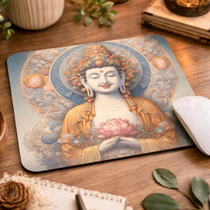 Peaceful Buddha in Soft Pastel Colours Mouse Pad